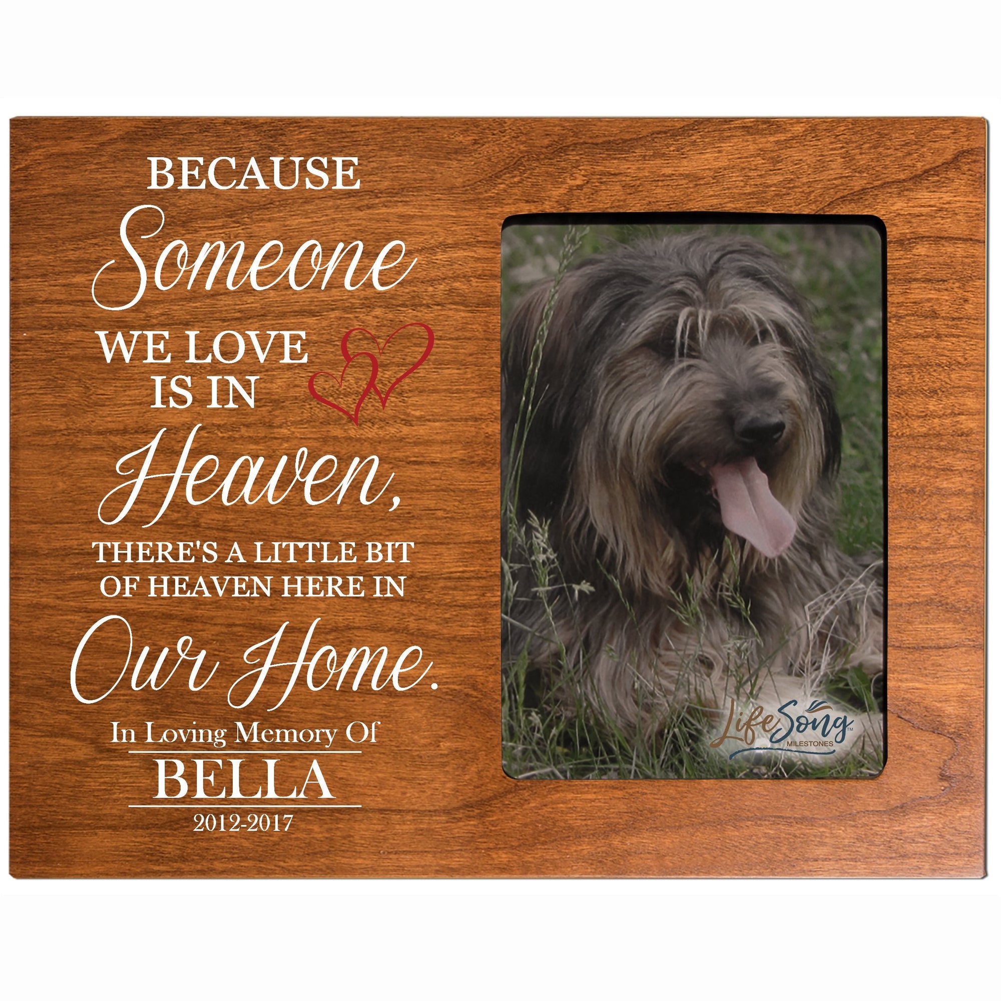 8x10 Cherry Pet Memorial Picture Frame with the phrase "Because Someone We Love Is In Heaven"