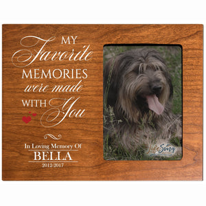 8x10 Cherry Pet Memorial Picture Frame with the phrase "My Favorite Memories Were Made With You"