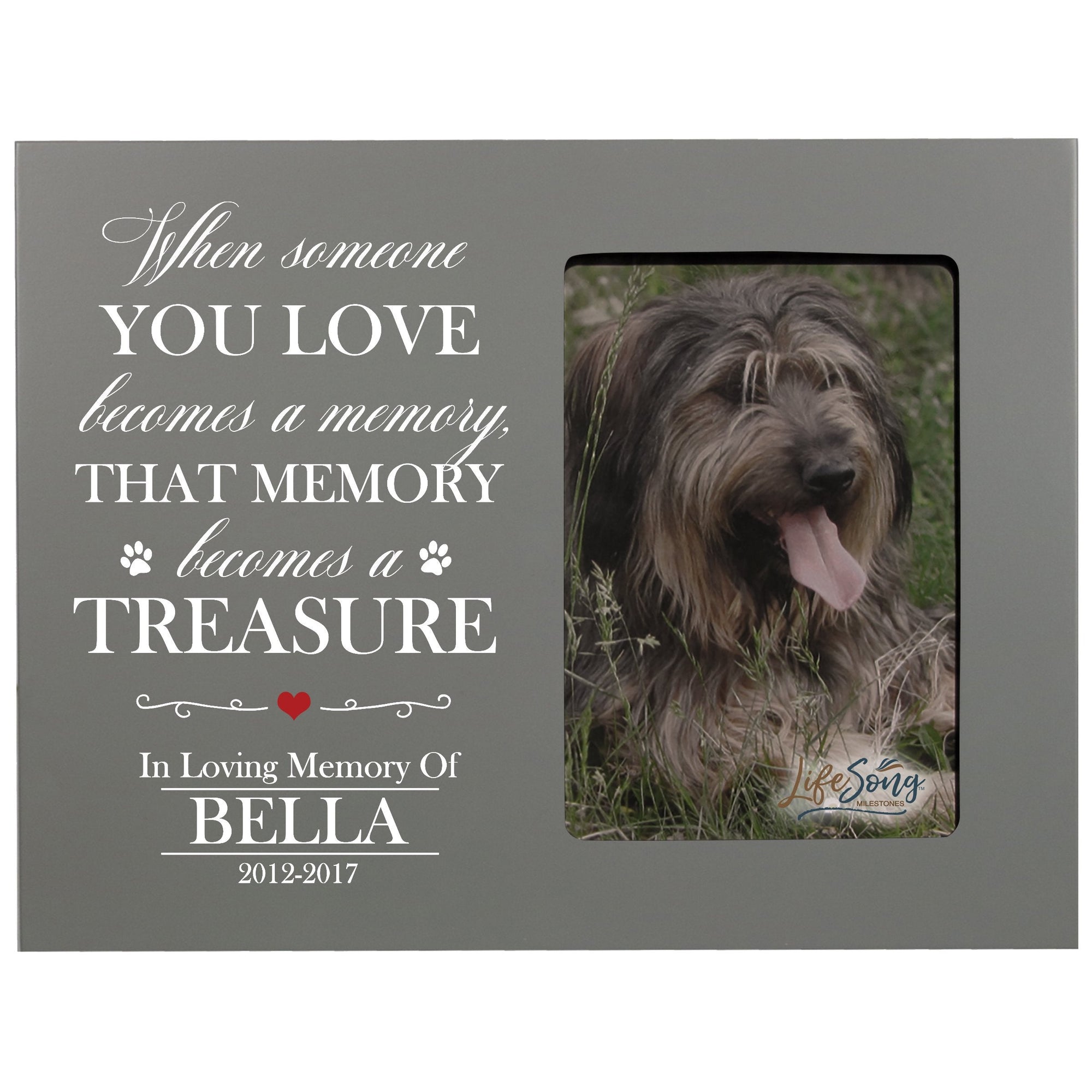 8x10 Grey Pet Memorial Picture Frame with the phrase "When Someone You Love Becomes A Memory"