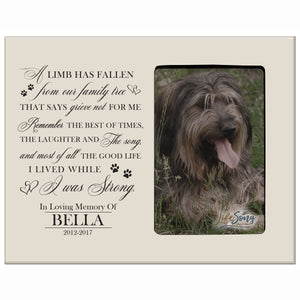 8x10 Ivory Pet Memorial Picture Frame with the phrase "A Limb Has Fallen"