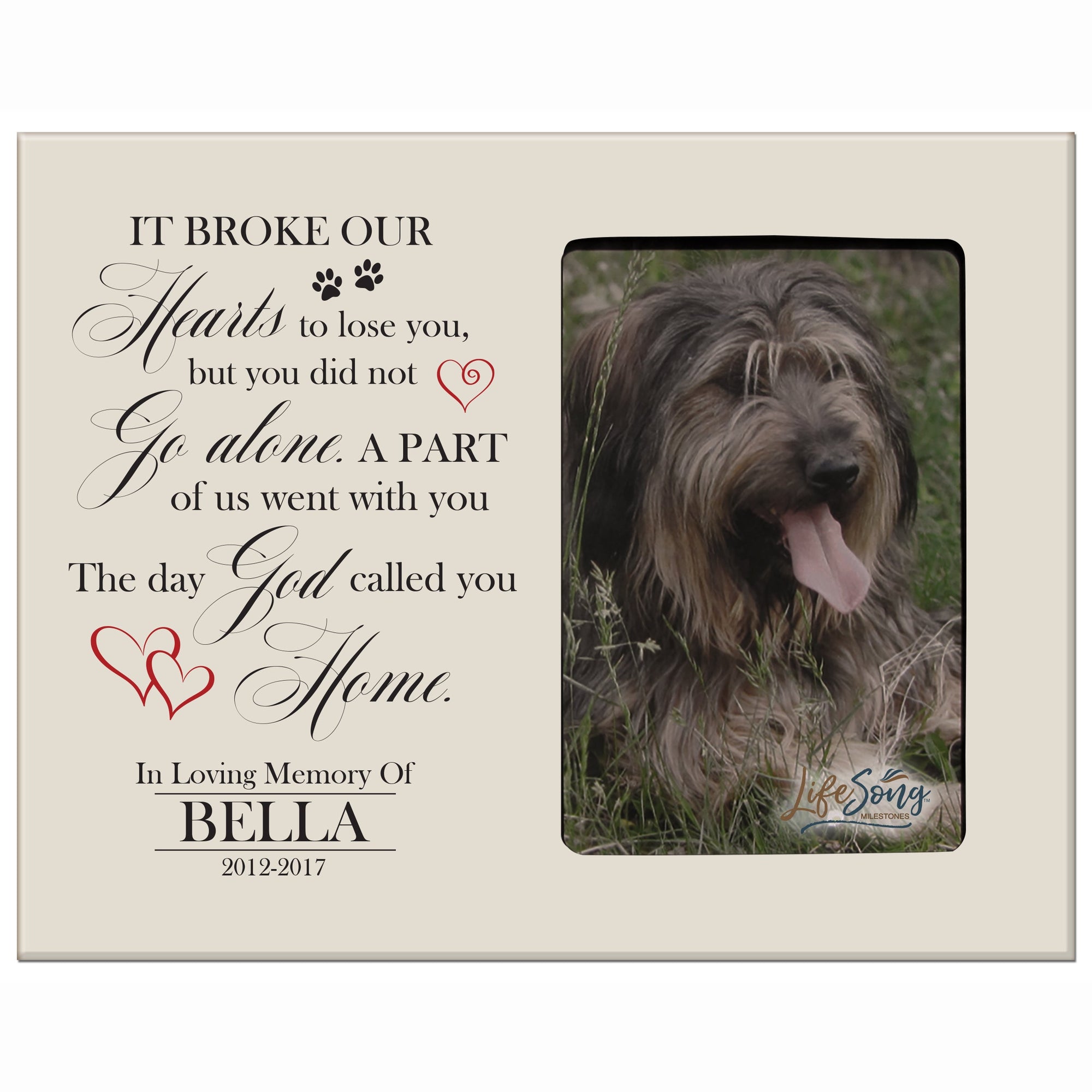 Pet Memorial Picture Frame - It Broke Our Hearts To Lose You