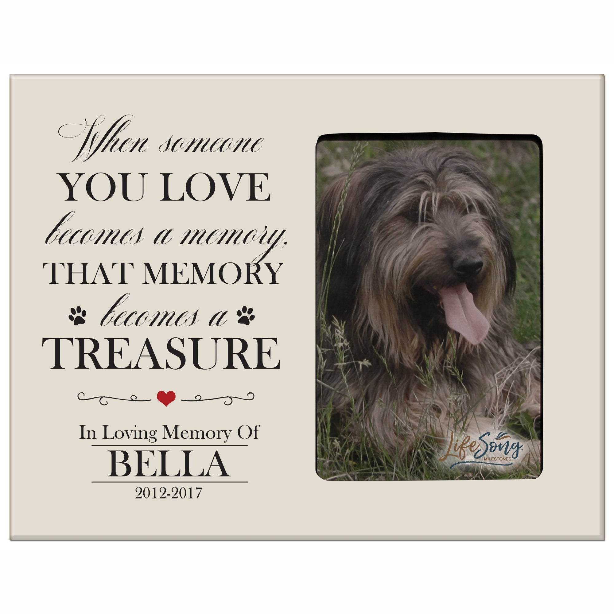8x10 Ivory Pet Memorial Picture Frame with the phrase "When Someone You Love Becomes A Memory"