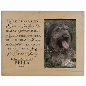 8x10 Maple Pet Memorial Picture Frame with the phrase "A Limb Has Fallen"