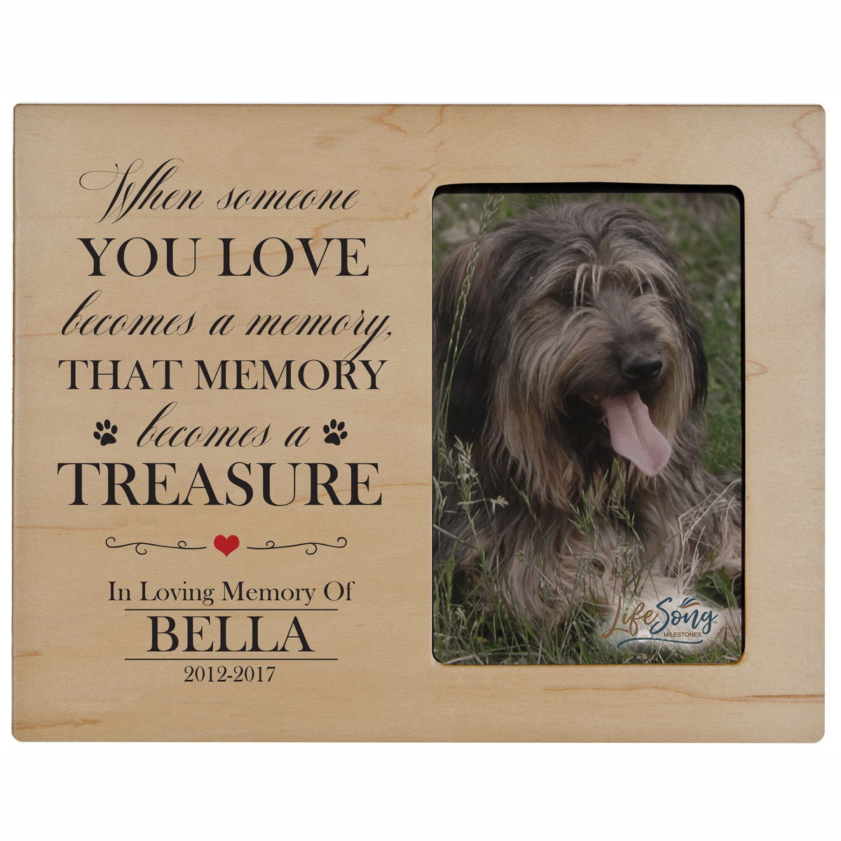 8x10 Maple Pet Memorial Picture Frame with the phrase &quot;When Someone You Love Becomes A Memory&quot;