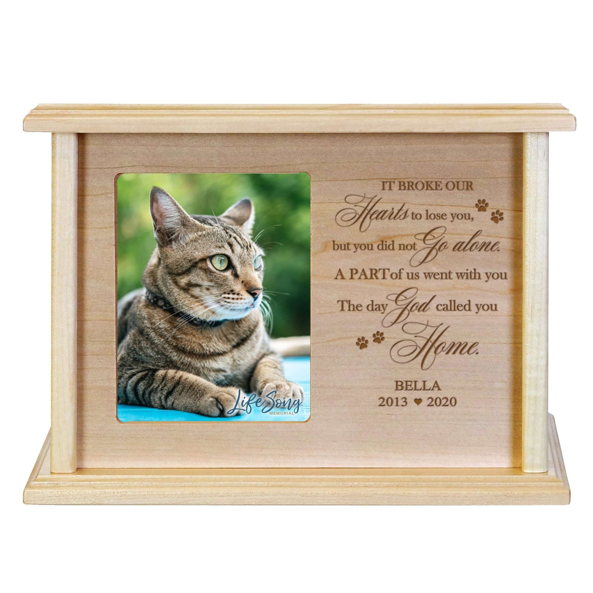 Pet Memorial Picture Cremation Urn Box for Dog or Cat - It Broke Our Hearts To Lose You