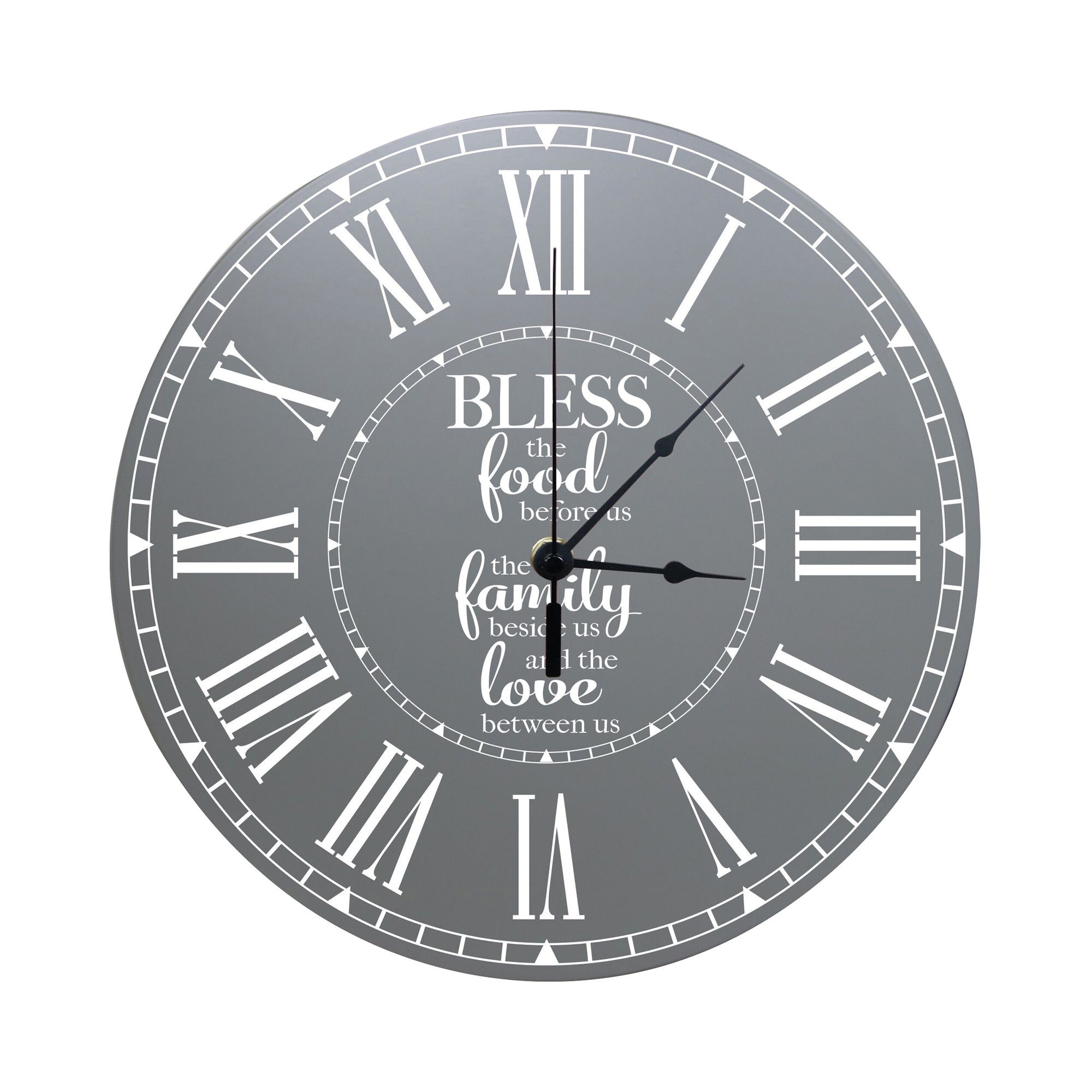 LifeSong Milestones Family Wall or Desktop Clock - Bless The Food - Housewarming, Wedding Clock Gift For Couples 12 Inch Diameter Accurate Quartz Movement with Roman Numerals