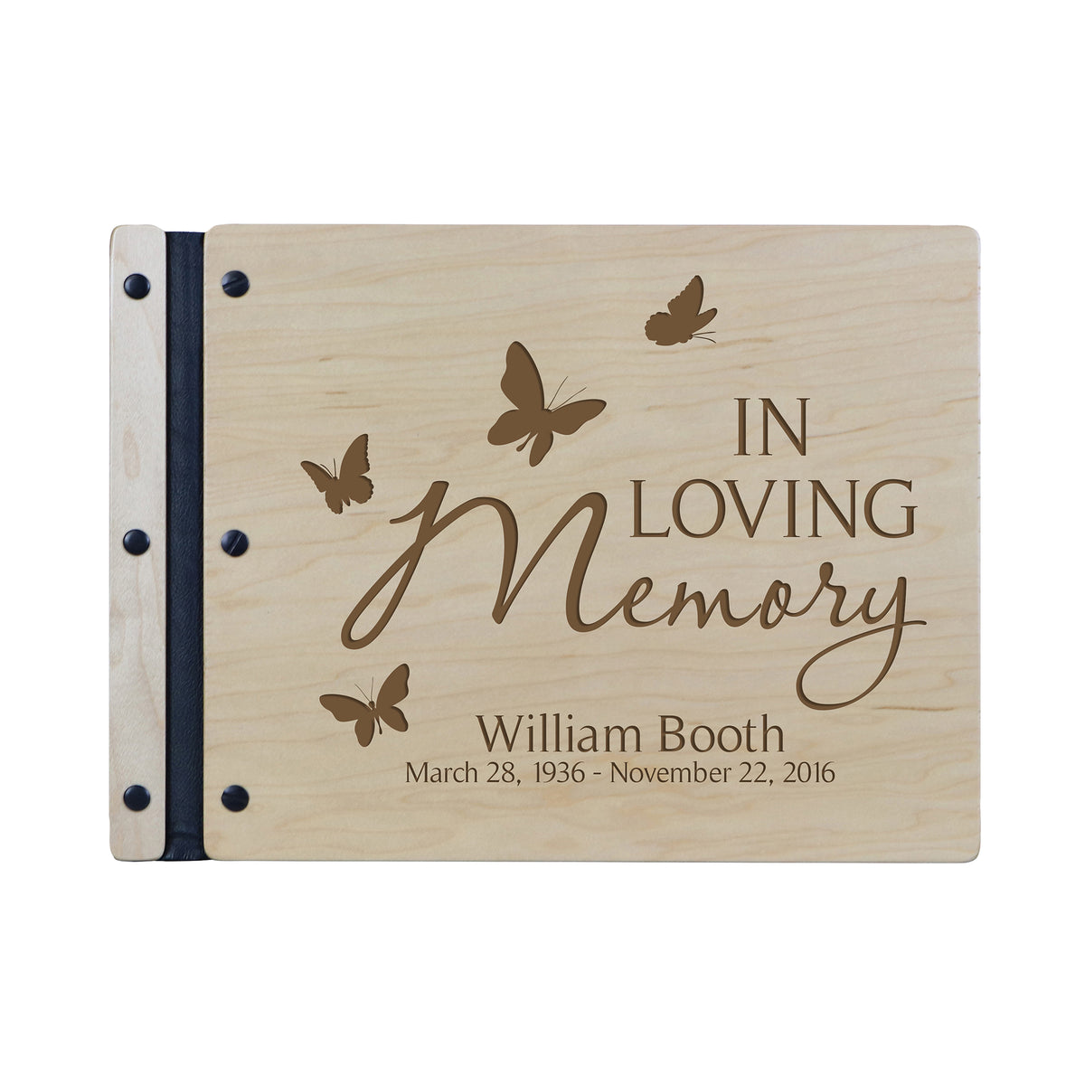 Lifesong Milestones Funeral Guest Book Personalized Wooden Memorial Guestbook Celebration of Life Guest Book Remembrance In Loving Memory Keepsake 13.375” x 10” x .75”-In Loving Memory