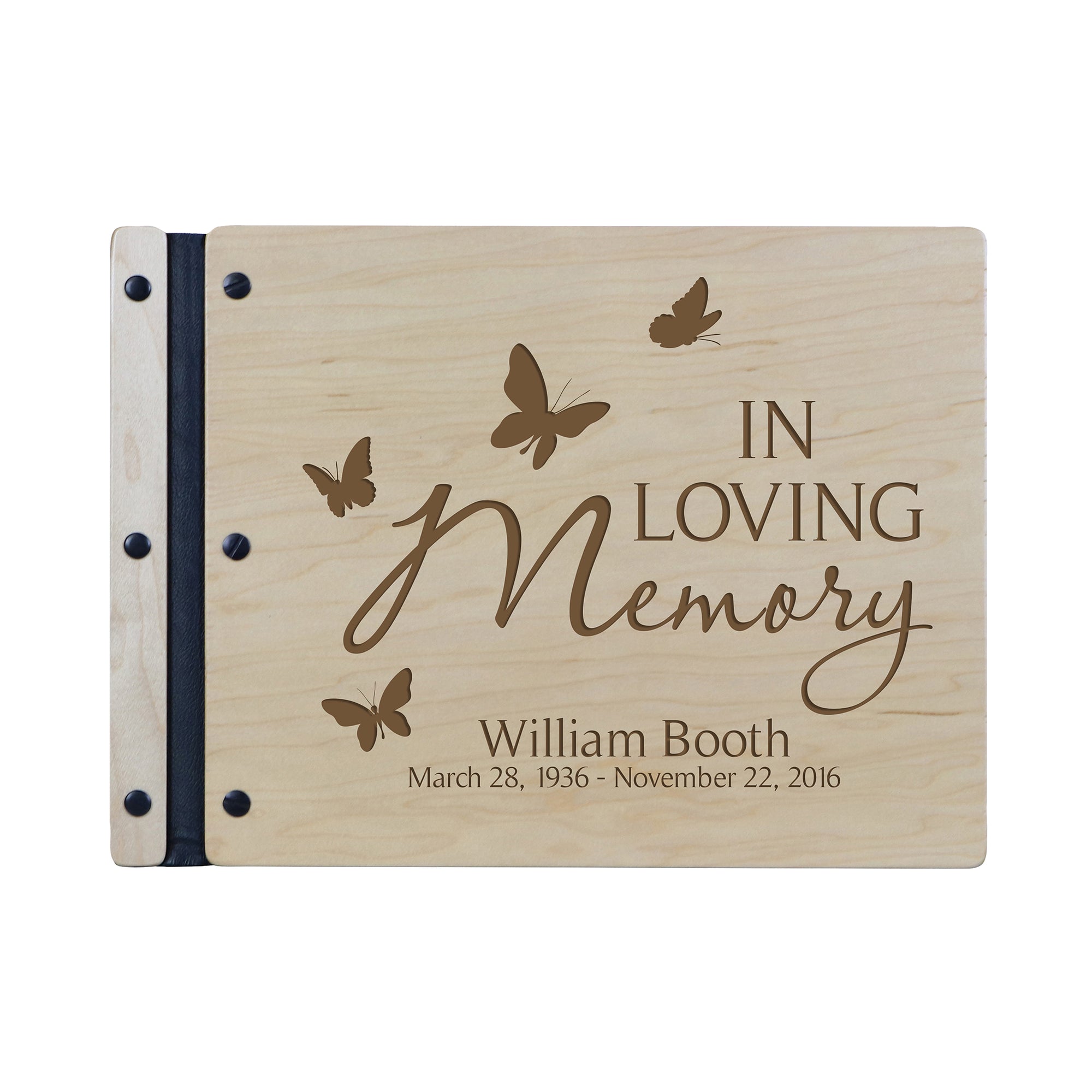 Lifesong Milestones Funeral Guest Book Personalized Wooden Memorial Guestbook Celebration of Life Guest Book Remembrance In Loving Memory Keepsake 13.375” x 10” x .75”-In Loving Memory