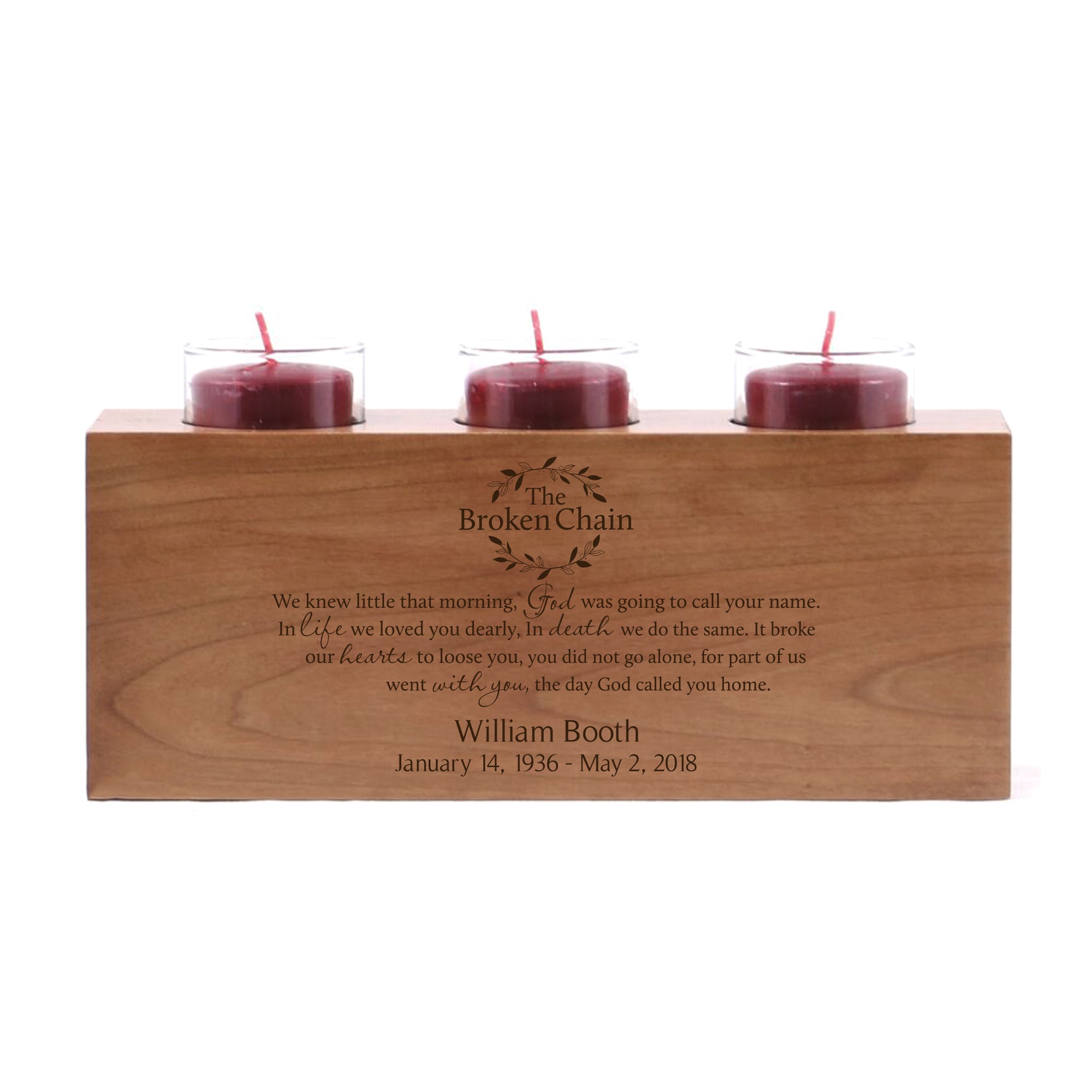 LifeSong Milestones Personalized Memorial 3 Votive Candle Holder The Broken Chain Bereavement Keepsake Candle Holder Loss of Loved One Sympathy Home Decor - 10” x 4” x 4”