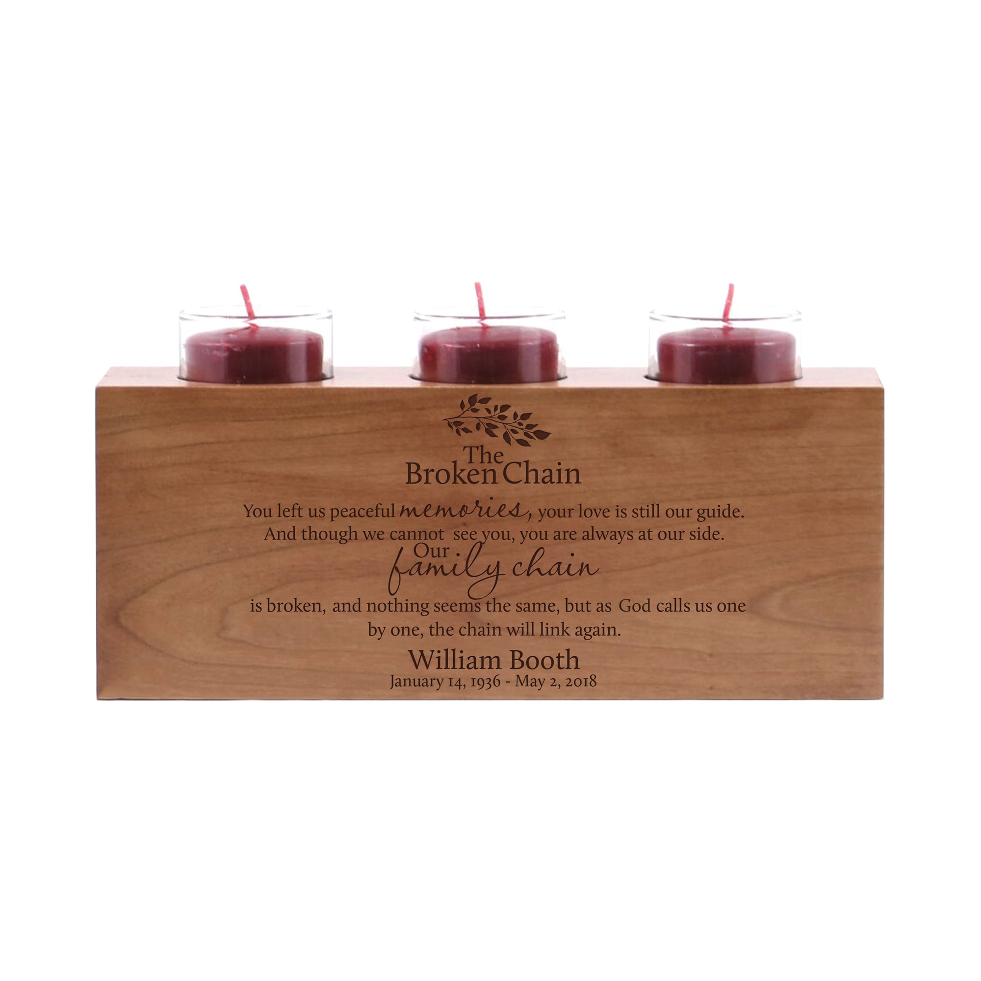 LifeSong Milestones Personalized Memorial 3 Votive Candle Holder The Broken Chain 2 Bereavement Keepsake Candle Holder Loss of Loved One Sympathy Home Decor - 10” x 4” x 4”