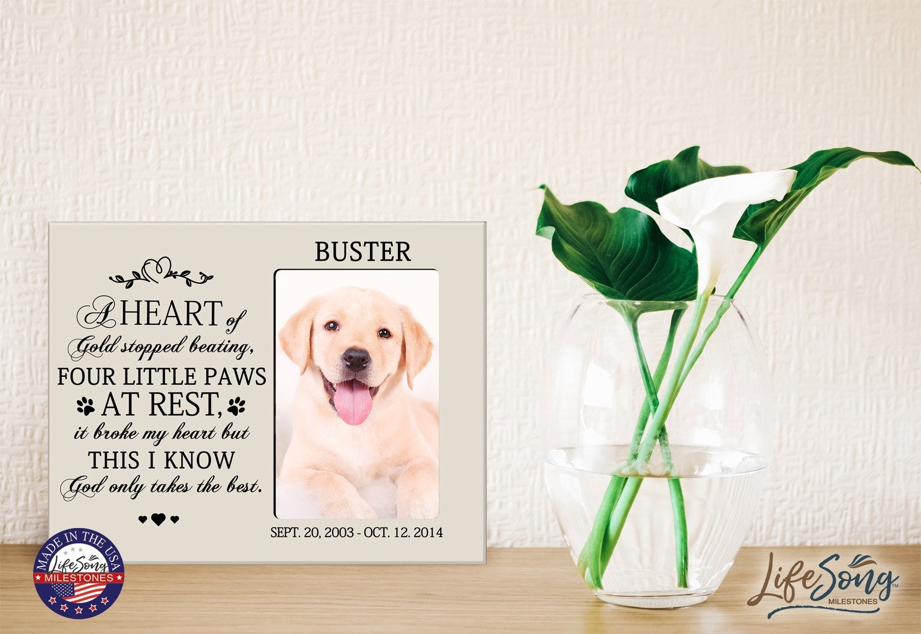 Pet Memorial Picture Frame - A Heart of Gold