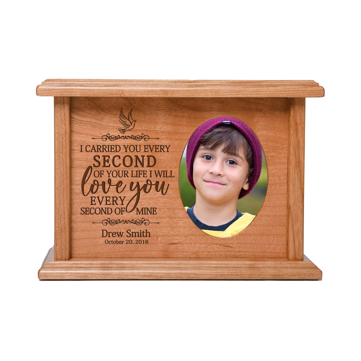 Custom Memorial Dove Keepsake Photo Urn Box 