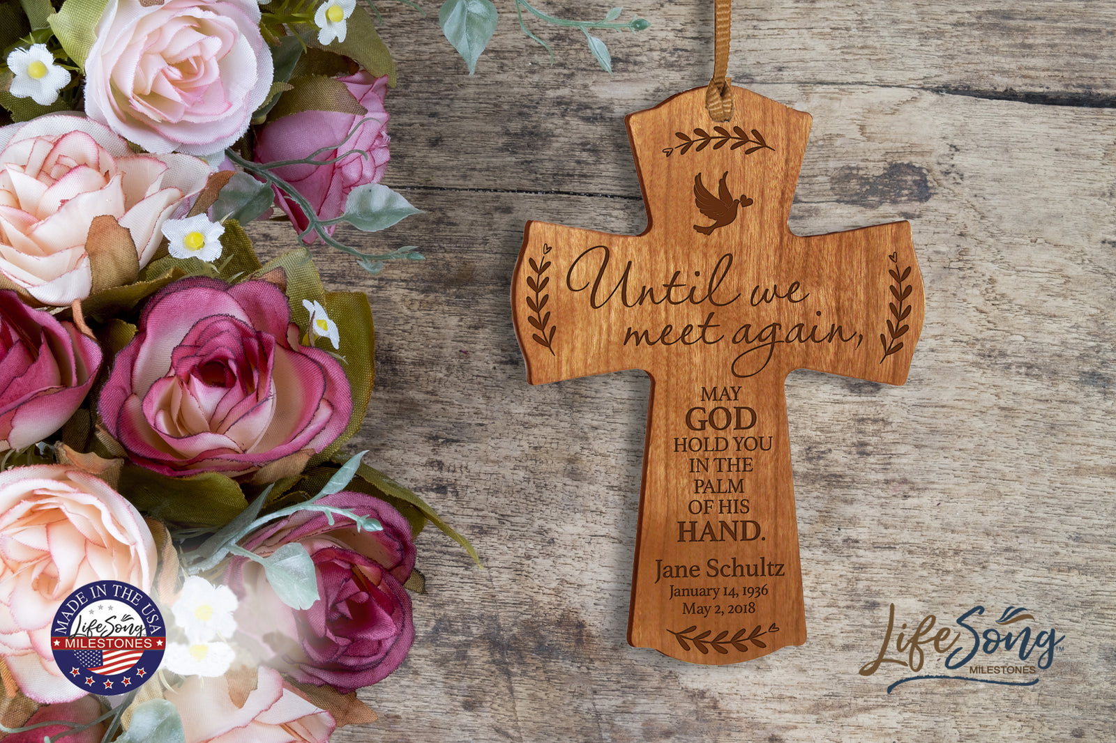 Custom Memorial Wooden Cross 4x6 Until We Meet Again