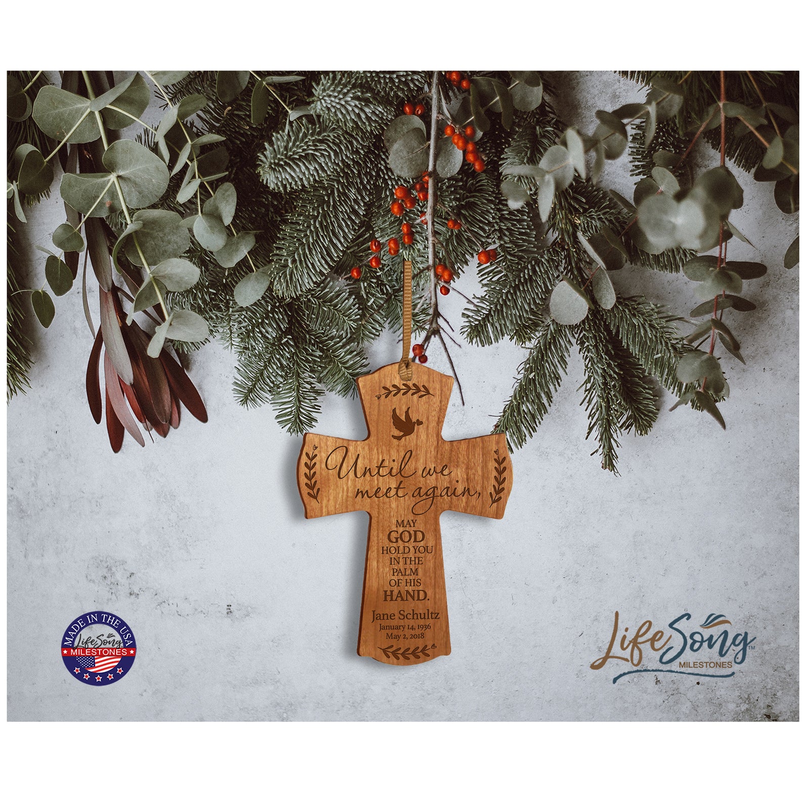 Custom Memorial Wooden Cross 4x6 Until We Meet Again