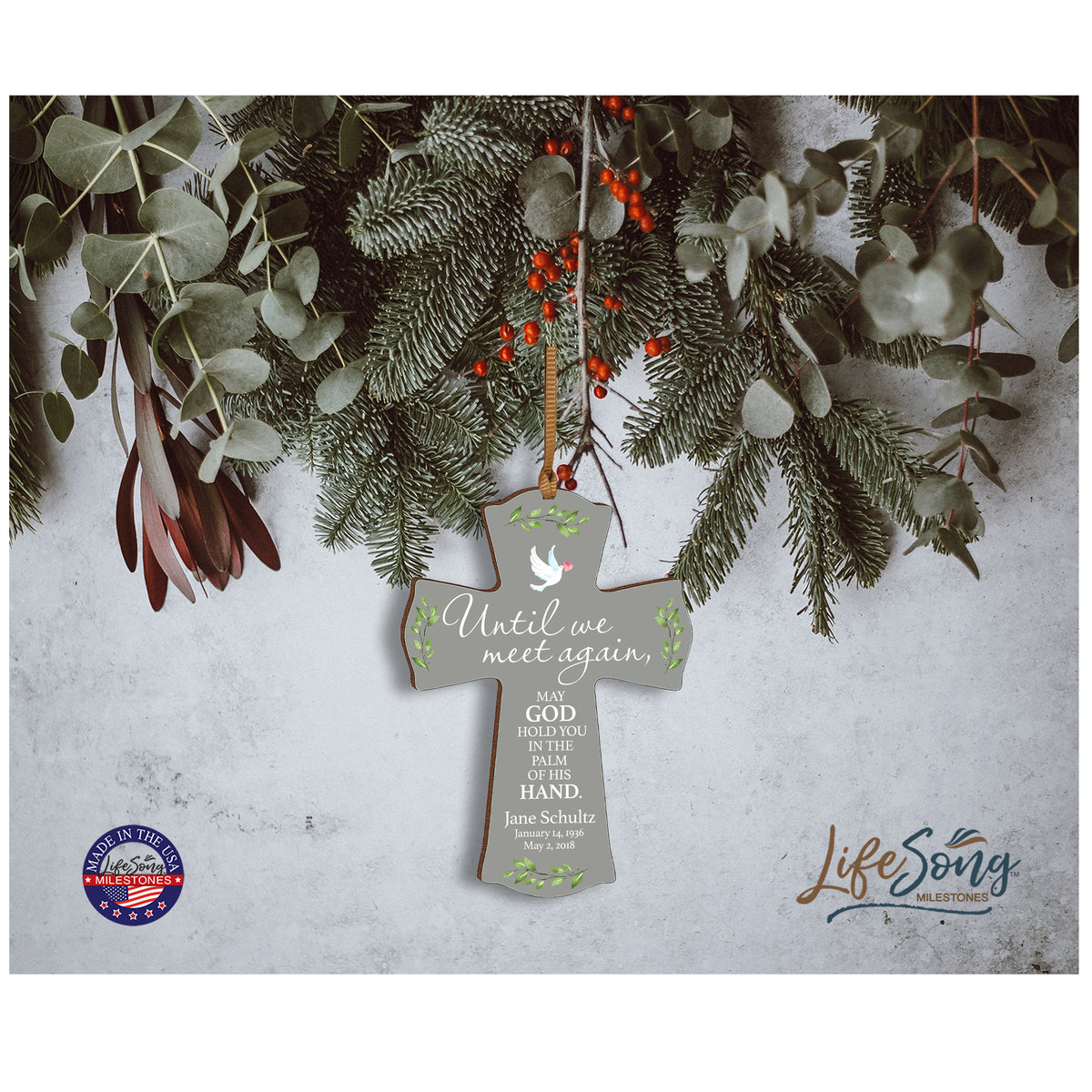 Custom Memorial Wooden Cross 4x6 Until We Meet Again