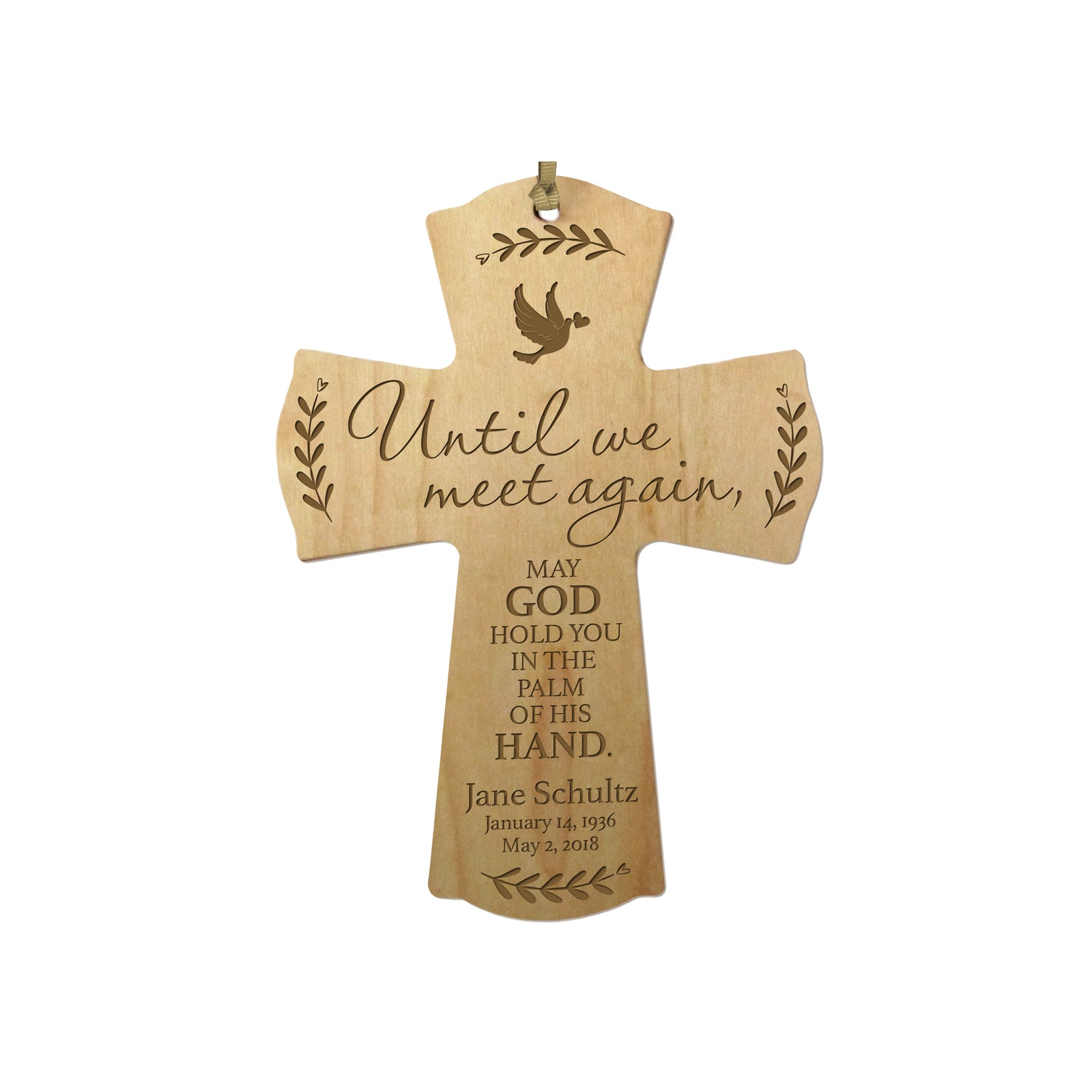 Lifesong Milestones Custom Memorial Wooden Cross 4x6 Until We Meet Condolence Funeral Remembrance In Loving Memory Bereavement Gift for Loss of Loved One.