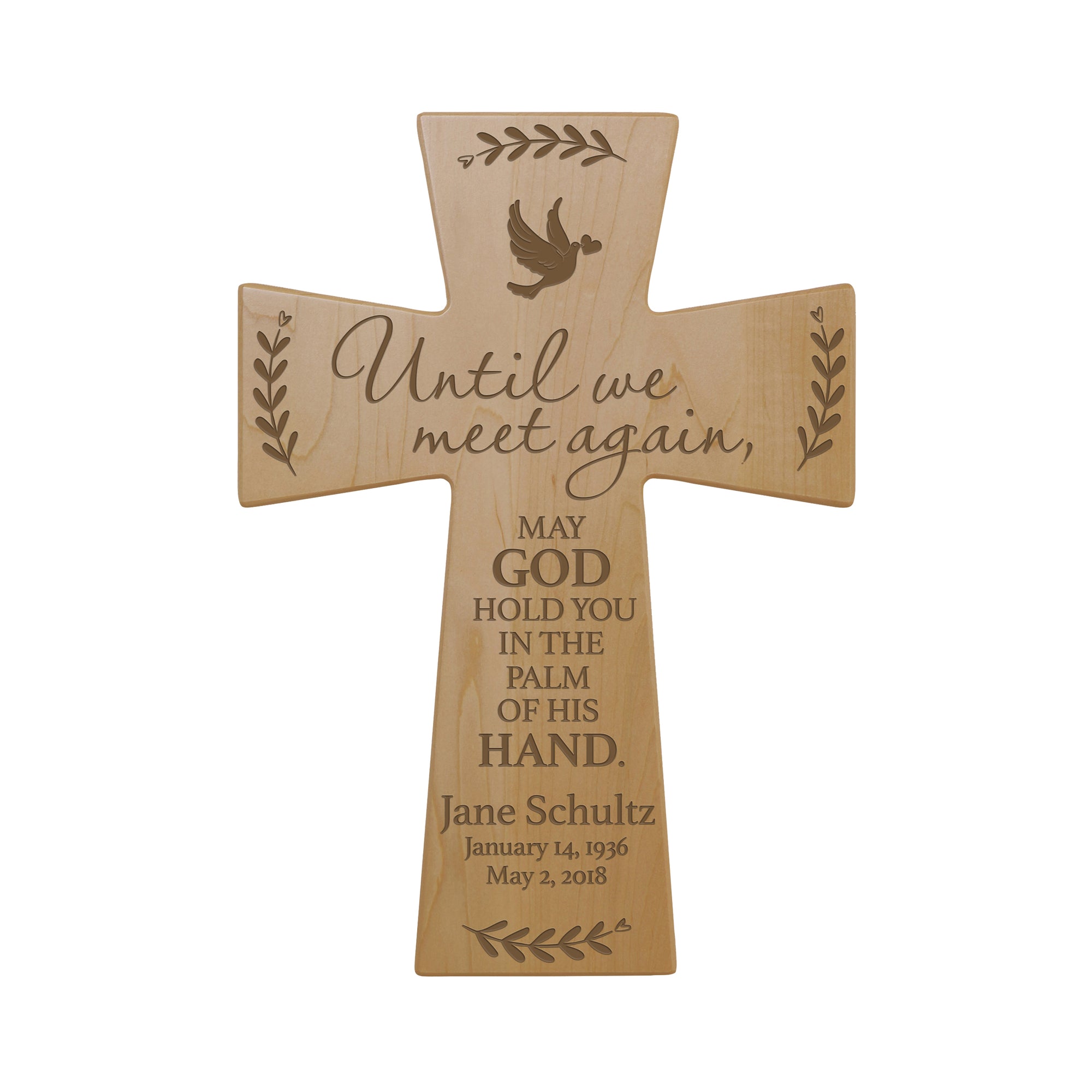Lifesong Milestones Custom Memorial Wooden Cross 7x11 Until We Meet Condolence Funeral Remembrance In Loving Memory Bereavement Gift for Loss of Loved One.