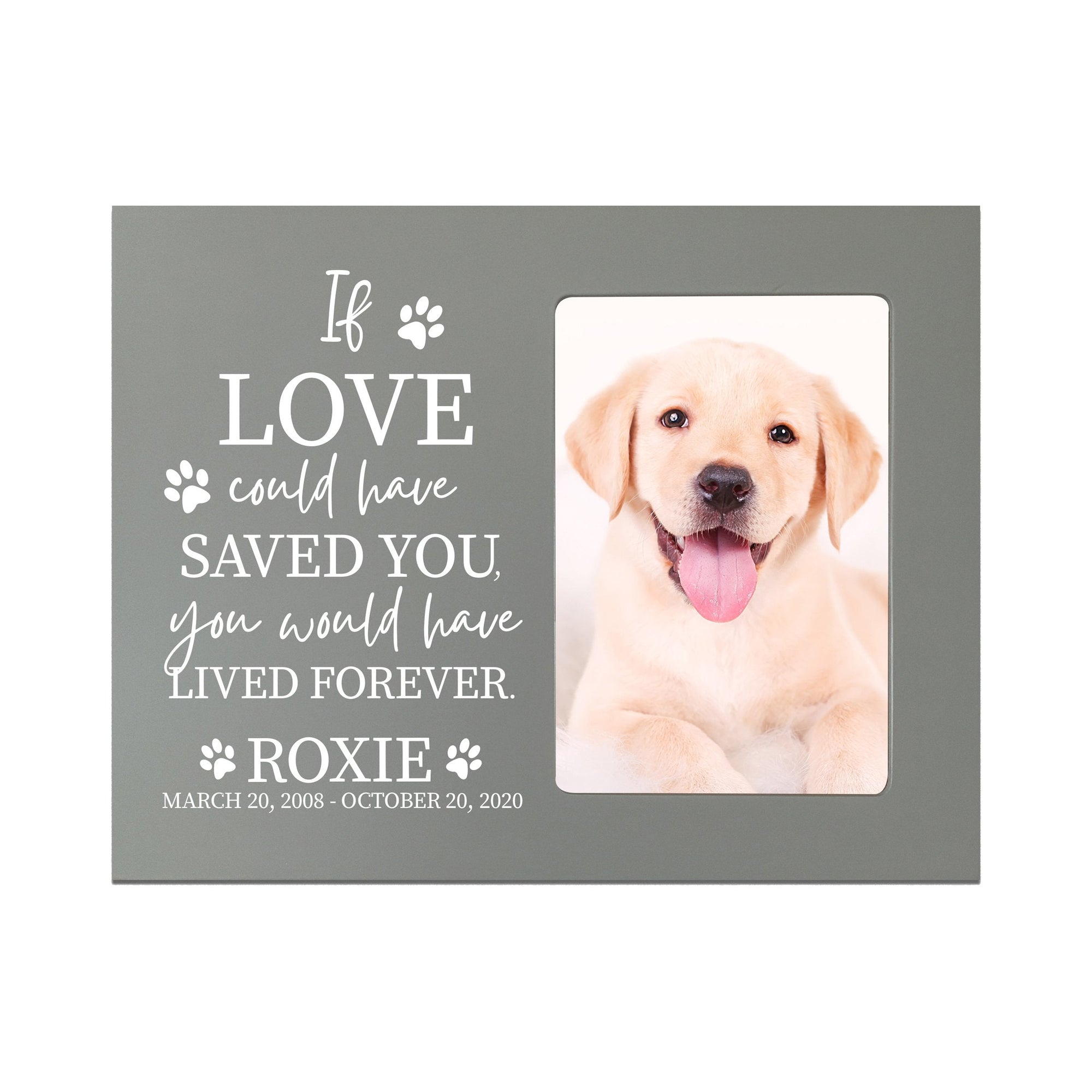 8x10 Grey Pet Memorial Picture Frame with the phrase "If Love Could Have Saved You"