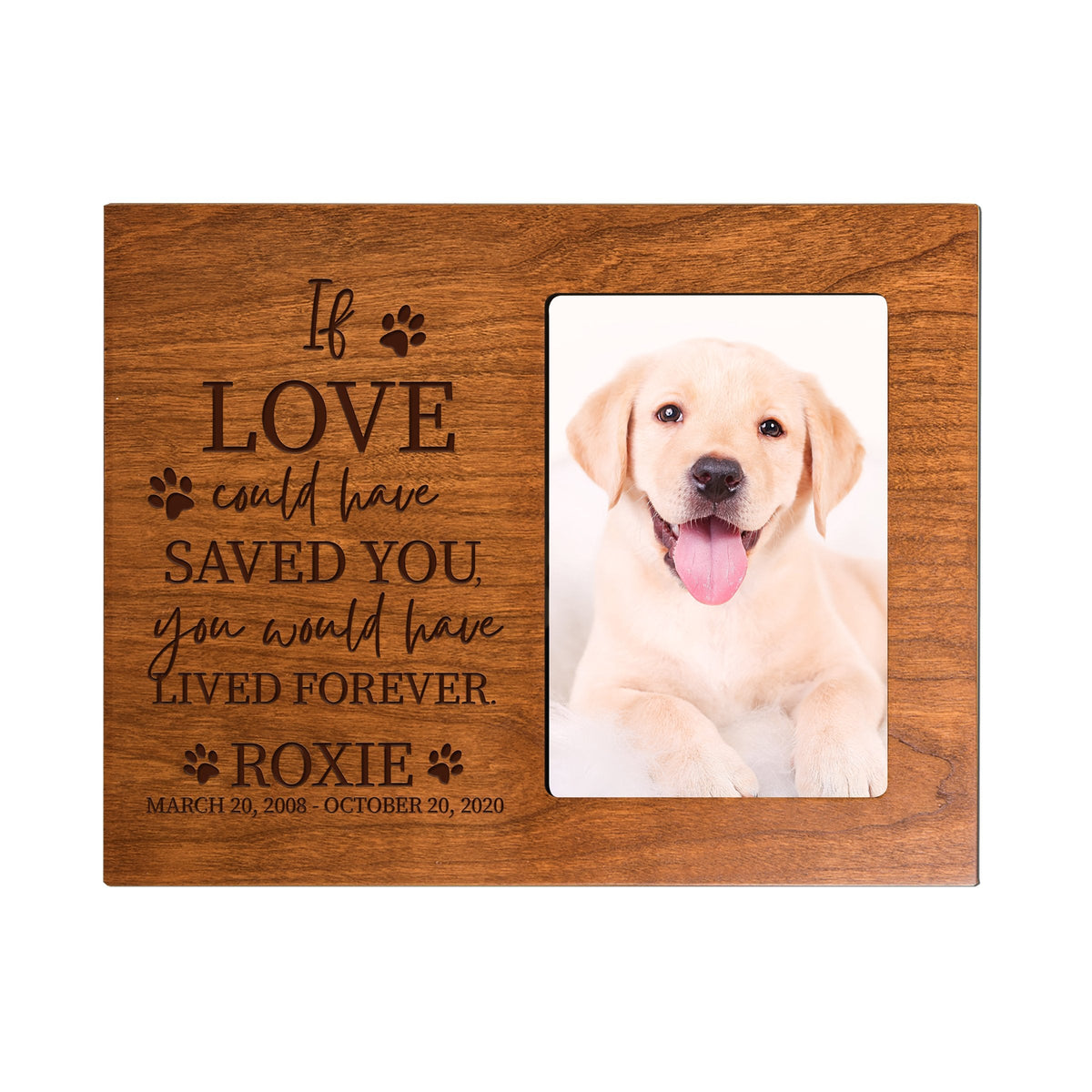 8x10 Cherry Pet Memorial Picture Frame with the phrase &quot;If Love Could Have Saved You&quot;