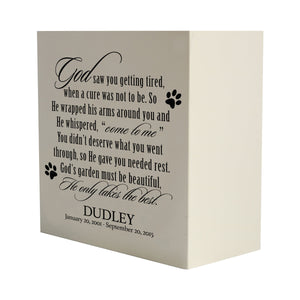 Pet Memorial Shadow Box Cremation Urn for Dog or Cat - God Saw You Getting Tired