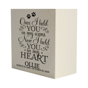 Pet Memorial Shadow Box Cremation Urn for Dog or Cat - Once I Held You In My Arms
