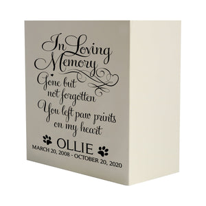 Pet Memorial Shadow Box Cremation Urn for Dog or Cat - In Loving Memory