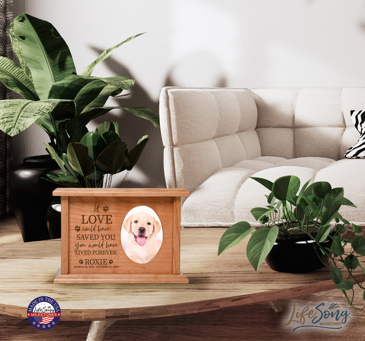 Custom Engraved Pet Cremation Urn with Photo Frame