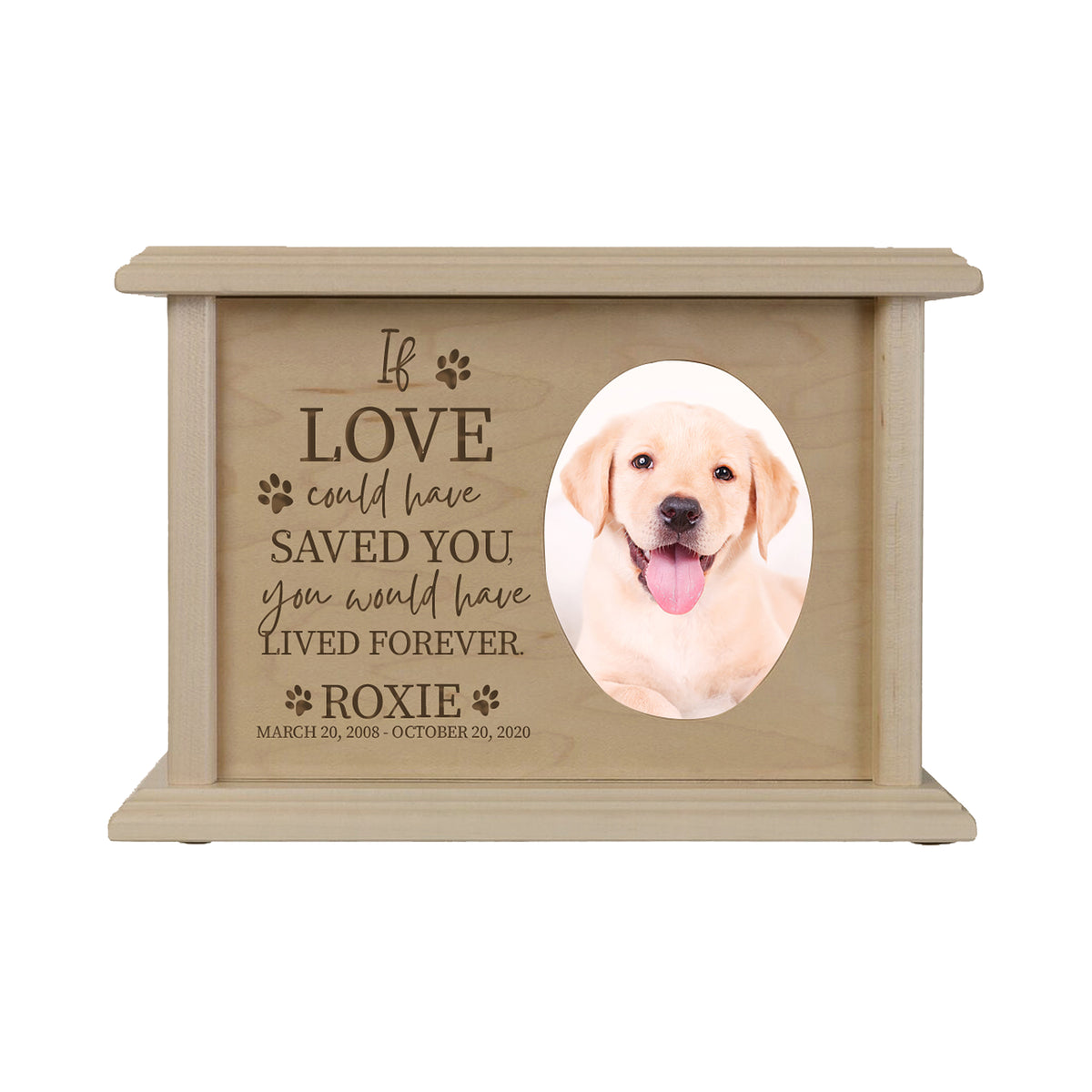 Custom Engraved Pet Memorial Keepsake Box with Photo Frame
