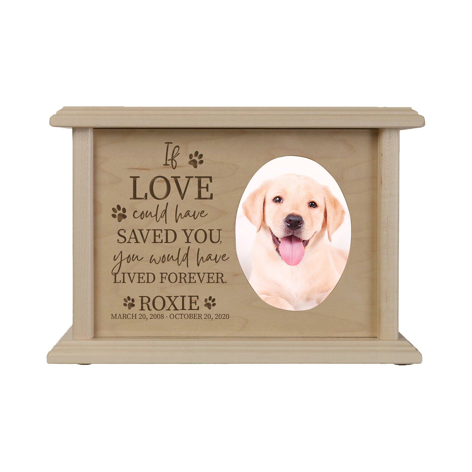 Custom Engraved Pet Memorial Keepsake Box with Photo Frame