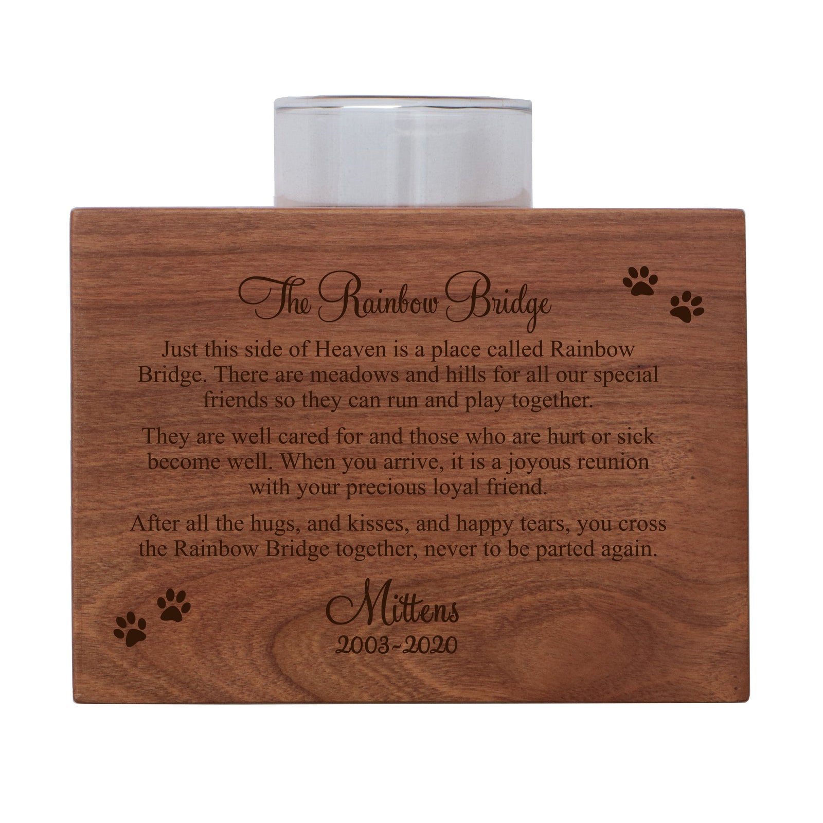 Pet Memorial Single Candle Holder - The Rainbow Bridge