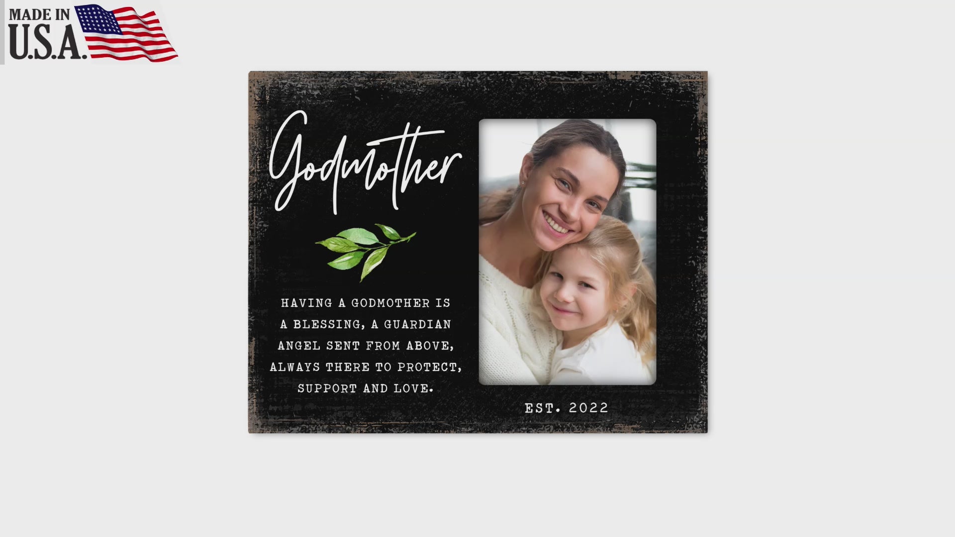 Personalized Wooden Picture Frame for Godmother