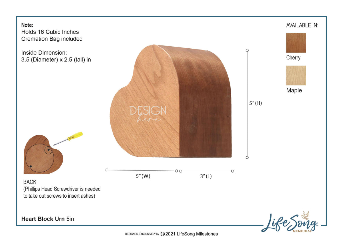 Engraved Small Heart Shaped Keepsake Urn For Pet Ashes - A Memory Is A Beautiful Joy