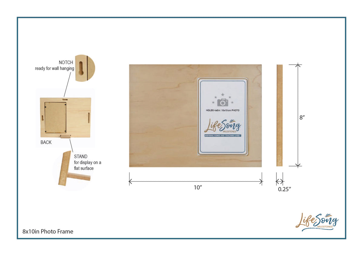 Personalized Wooden Memorial 8x10 Picture Frame holds 4x6 photo for Baby - Until We Meet Again - LifeSong Milestones