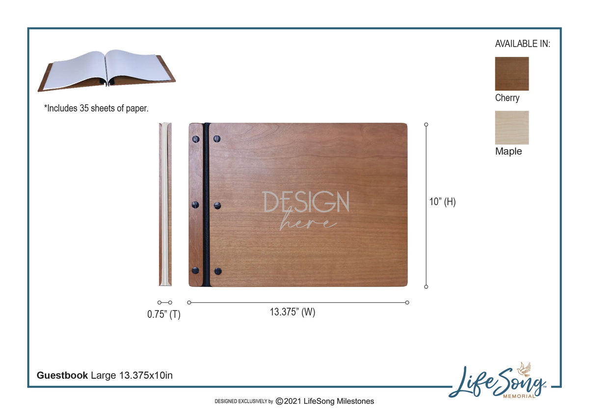 Custom Engraved Wooden Memorial Guestbook 13.375” x 10” x .75” In Loving Memory