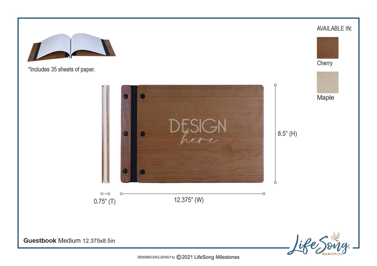 Custom Engraved Wooden Memorial Guestbook 13.375” x 10” x .75” I Thought Of You