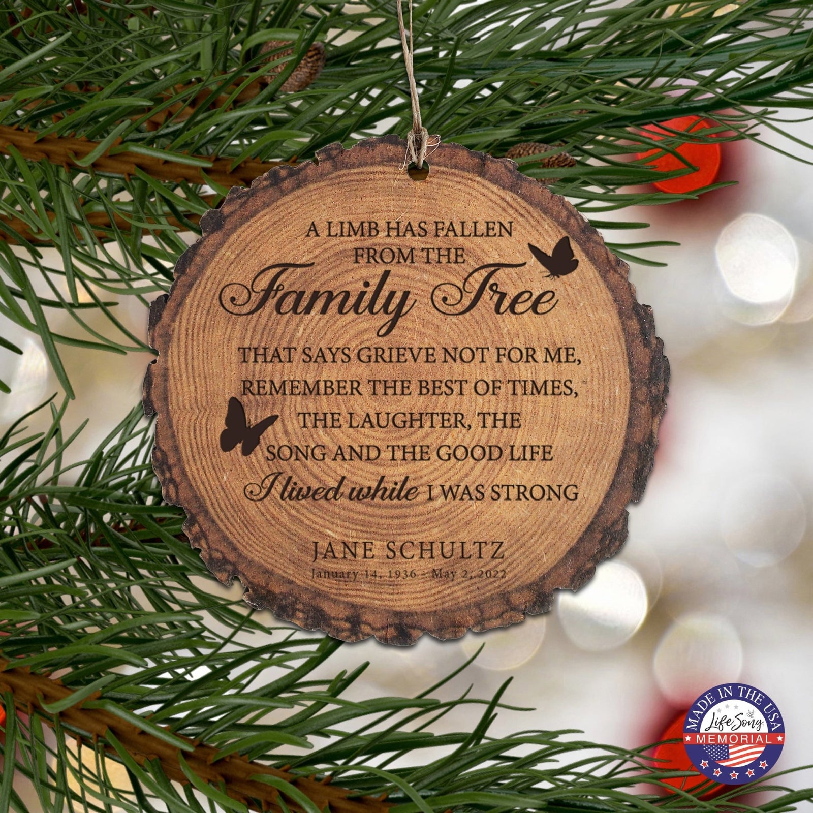 A Limb Has Fallen Custom-Engraved Memorial Barky Ornament For The Loss Of Loved One Sympathy Gift - LifeSong Milestones