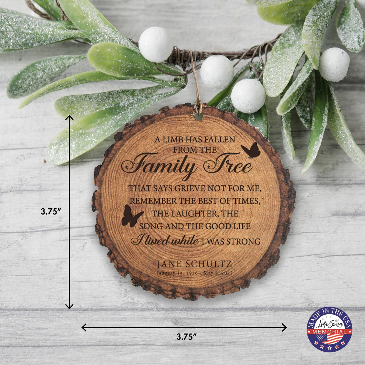 A Limb Has Fallen Custom-Engraved Memorial Barky Ornament For The Loss Of Loved One Sympathy Gift - LifeSong Milestones