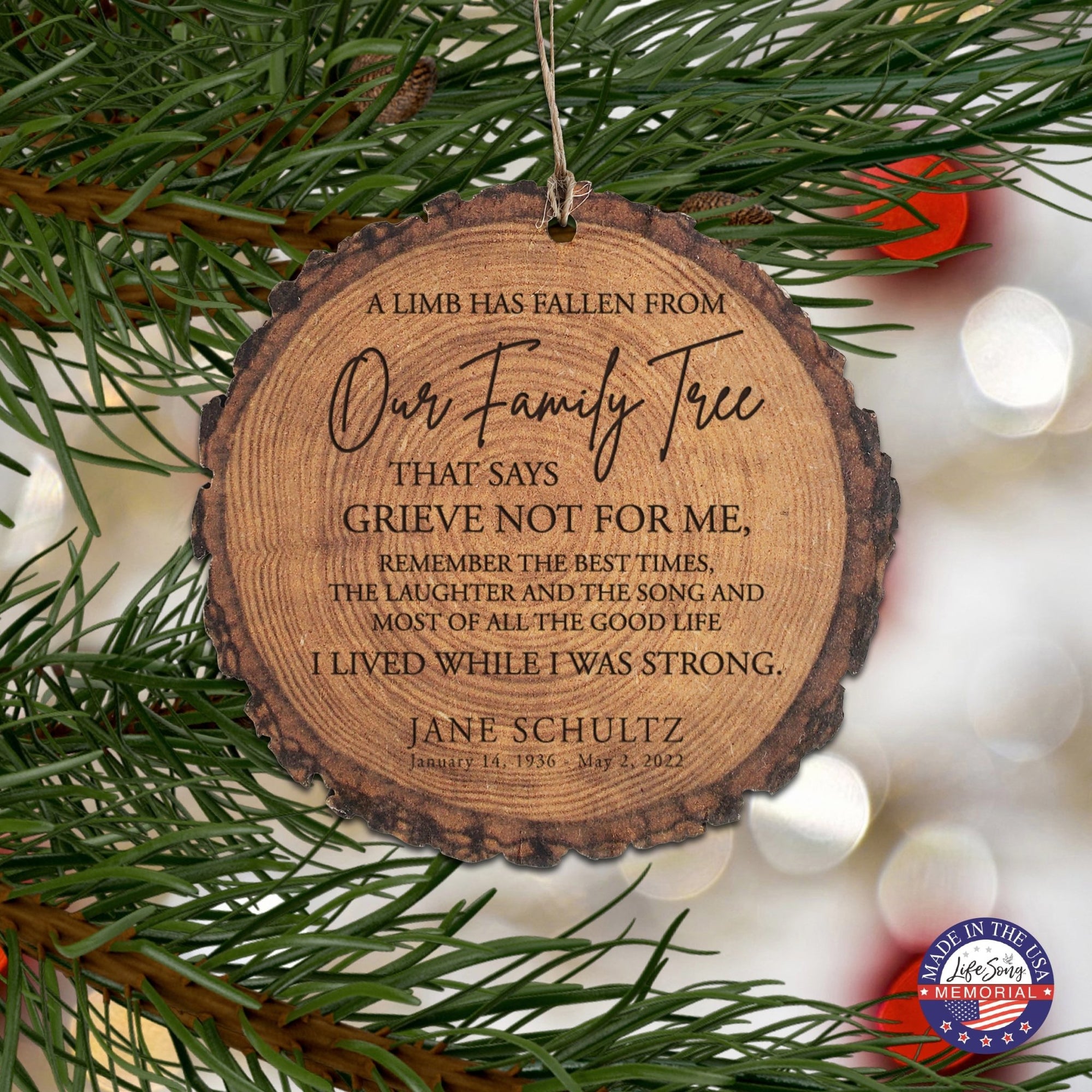 A Limb Has Fallen Custom-Engraved Memorial Barky Ornament For The Loss Of Loved One Sympathy Gift - LifeSong Milestones