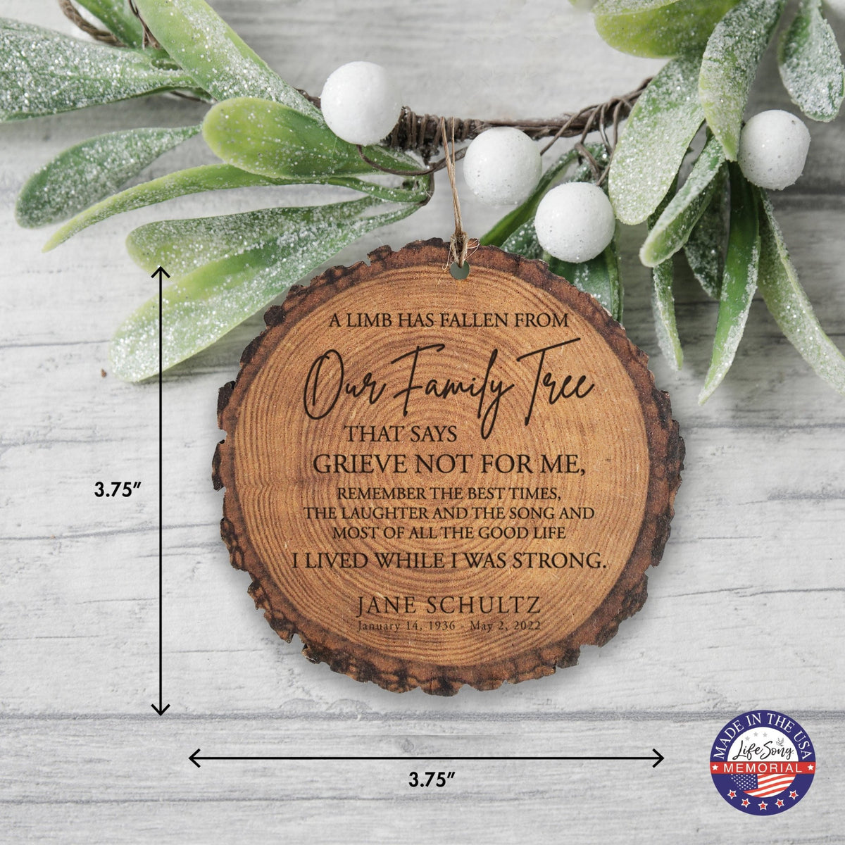 A Limb Has Fallen Custom-Engraved Memorial Barky Ornament For The Loss Of Loved One Sympathy Gift - LifeSong Milestones
