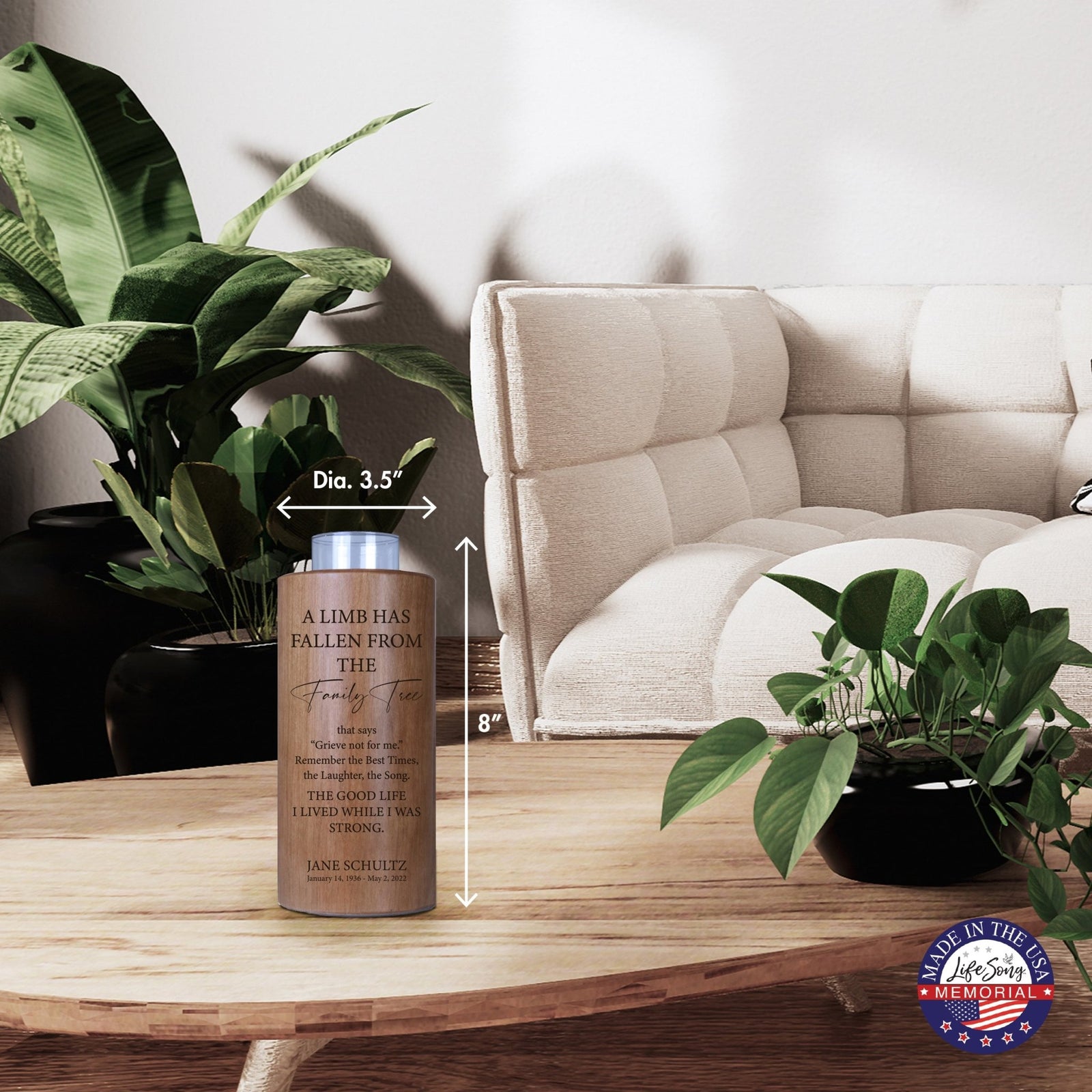 A Limb Has Fallen Custom-Engraved Memorial Round Single Votive Tealight Candle Holder For The Loss Of Loved One Sympathy Gift - LifeSong Milestones