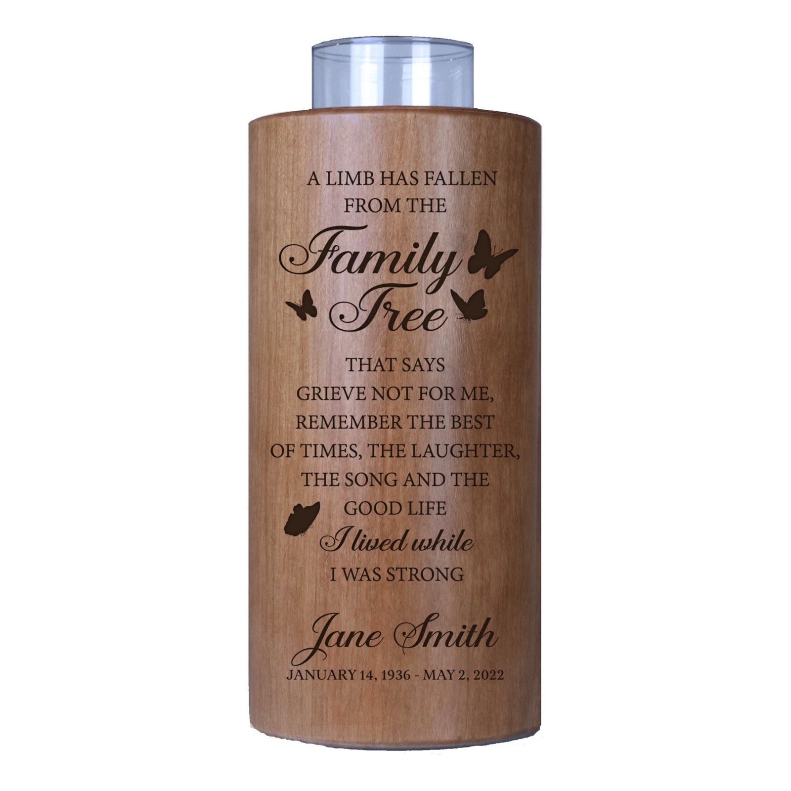 A Limb Has Fallen Custom-Engraved Memorial Round Single Votive Tealight Candle Holder For The Loss Of Loved One Sympathy Gift - LifeSong Milestones