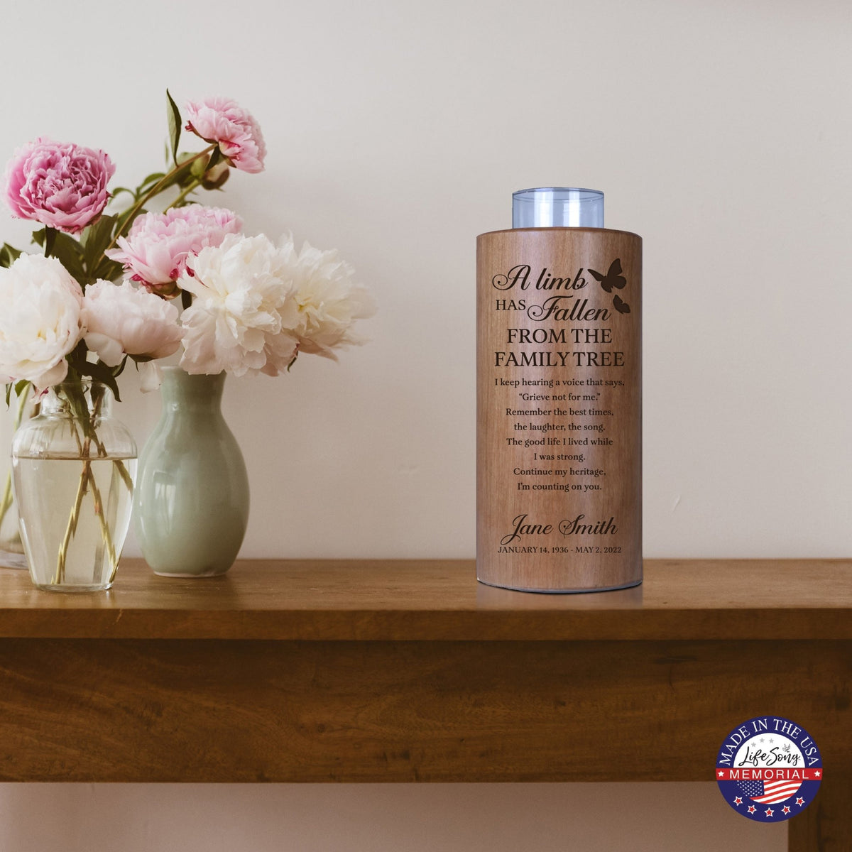 A Limb Has Fallen Custom-Engraved Memorial Round Single Votive Tealight Candle Holder For The Loss Of Loved One Sympathy Gift - LifeSong Milestones