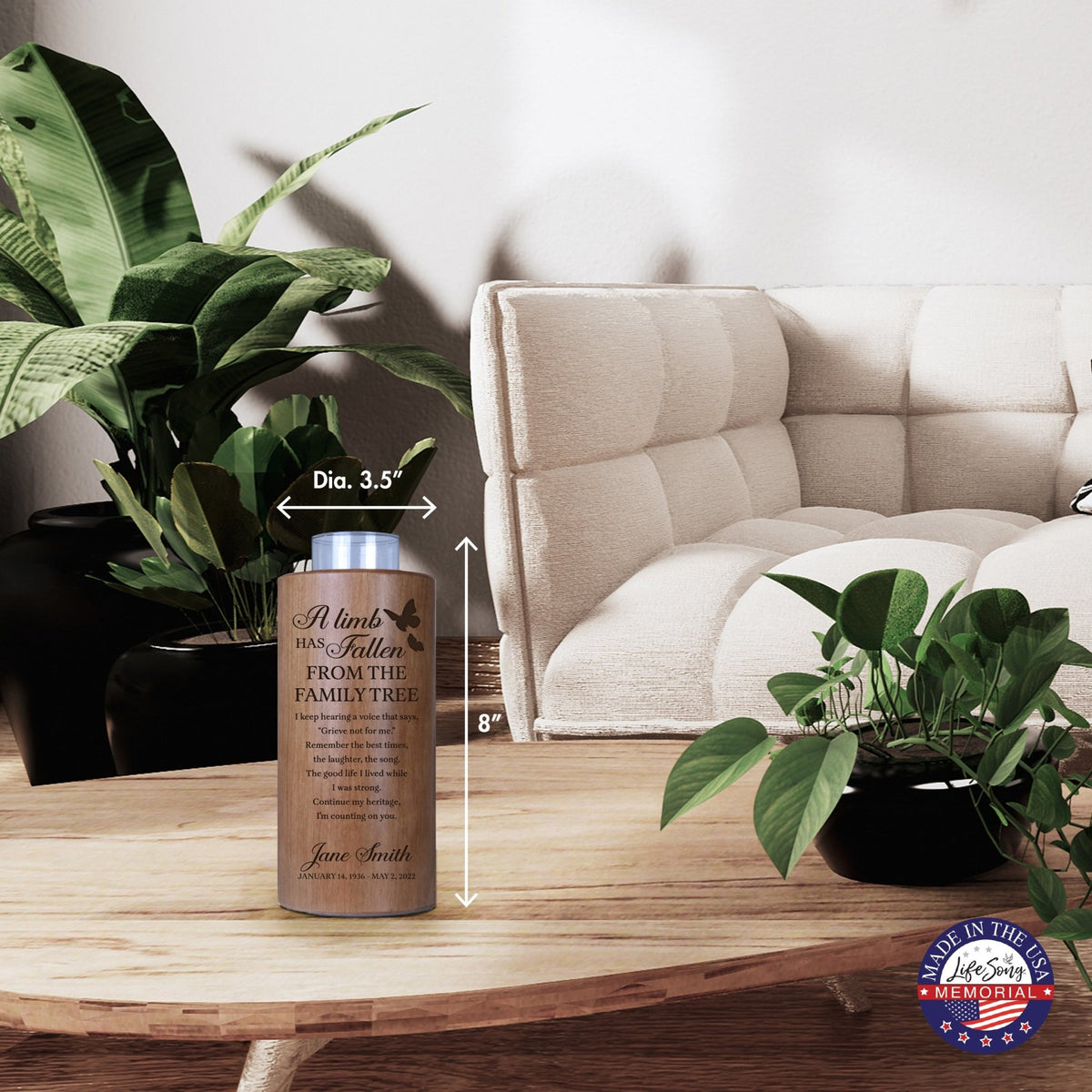 A Limb Has Fallen Custom-Engraved Memorial Round Single Votive Tealight Candle Holder For The Loss Of Loved One Sympathy Gift - LifeSong Milestones