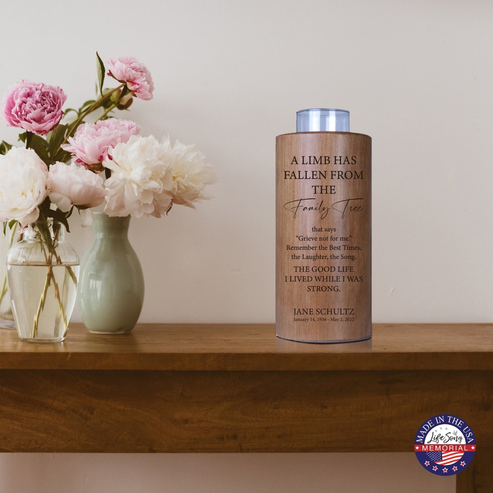 A Limb Has Fallen Custom-Engraved Memorial Round Single Votive Tealight Candle Holder For The Loss Of Loved One Sympathy Gift - LifeSong Milestones