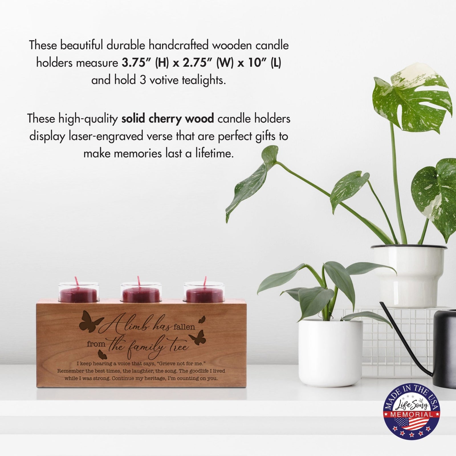 A Limb Has Fallen Laser-Engraved Memorial 3 Votive Tealight Candle Holder For The Loss Of Loved One Sympathy Gift - LifeSong Milestones