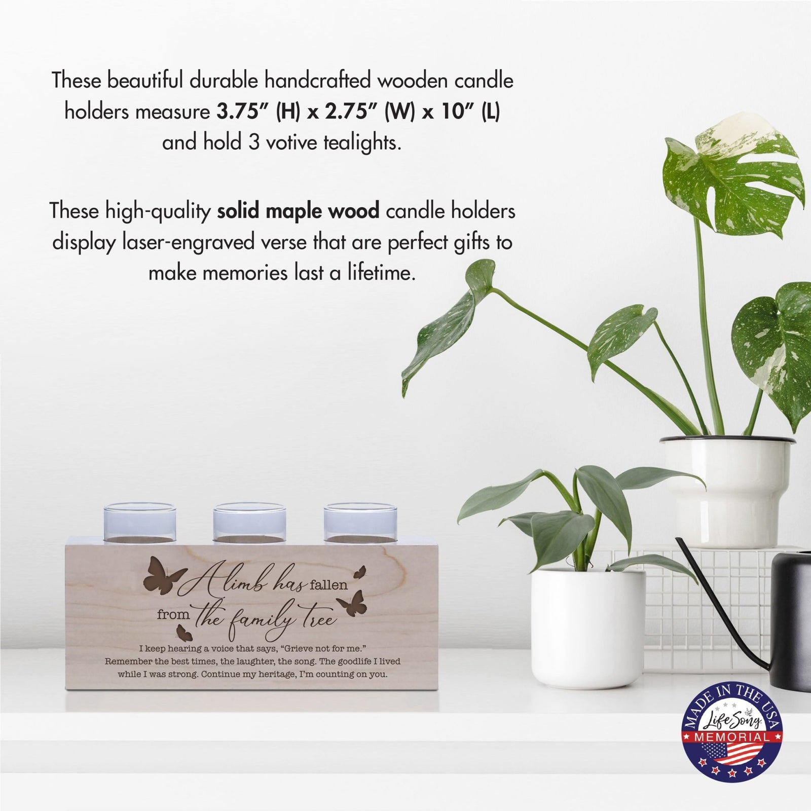 A Limb Has Fallen Laser-Engraved Memorial 3 Votive Tealight Candle Holder For The Loss Of Loved One Sympathy Gift - LifeSong Milestones