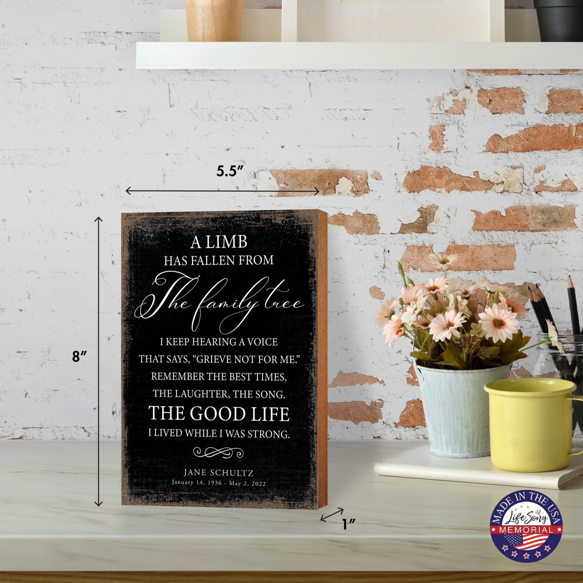 A Limb Has Fallen Vintage-Inspired Wooden Memorial Sign & Shelf Décor For The Loss Of Loved One Sympathy Gift - LifeSong Milestones