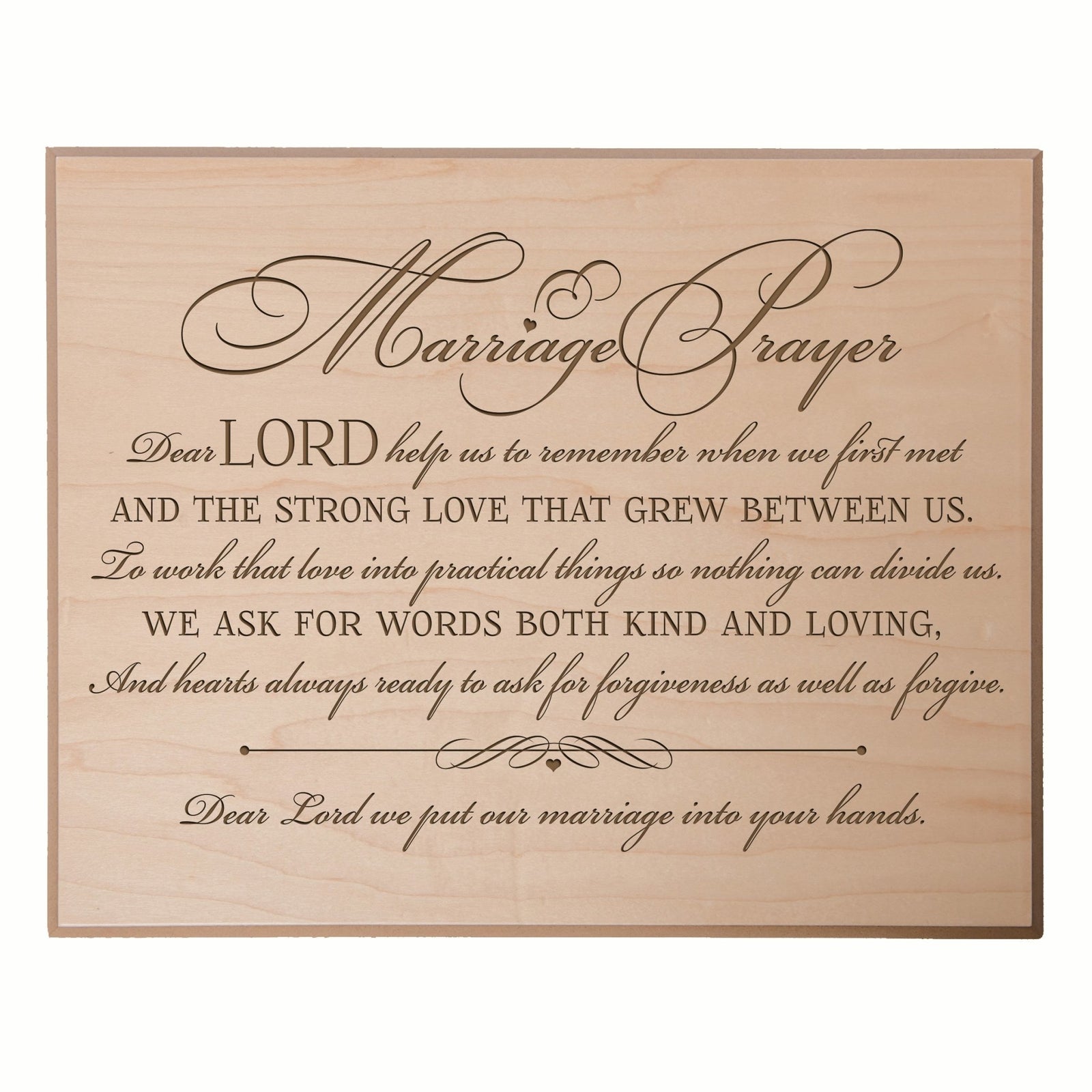 A Marriage Prayer Engraved 12x15 Plaque - Fancy Script - LifeSong Milestones
