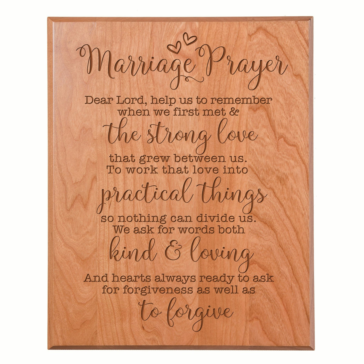 A Marriage Prayer Engraved 12x15 Plaque - With Hearts - LifeSong Milestones