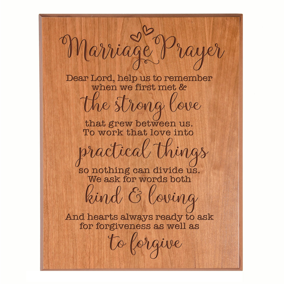 A Marriage Prayer Engraved 12x15 Plaque - With Hearts - LifeSong Milestones